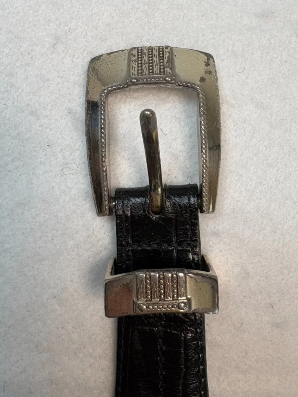 Vintage Brighton Croc Leather Western Boho Belt Silver Buckle Gothic Grunge 40